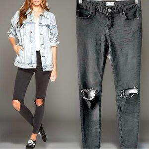 Free People High Rise Busted Skinny Stretch Carbon Jeans, 27 inseam/32 waist